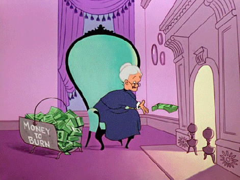 Granny-Burning-Stacks-Of-Money-Like-a-Boss-On-Looney-Tunes-With-Tweety-Bird